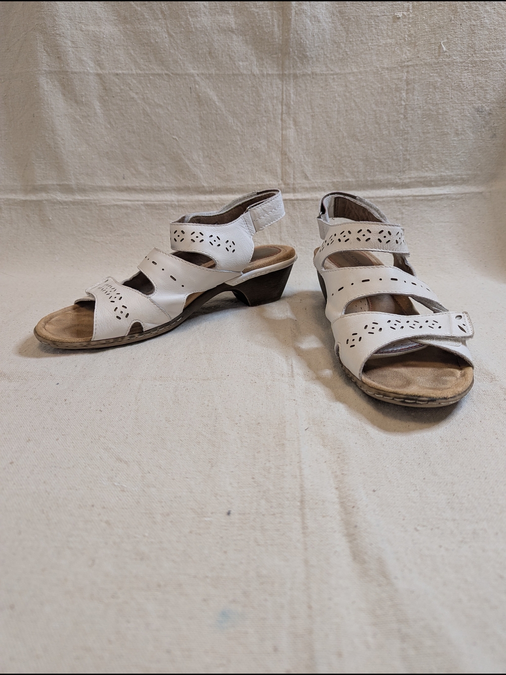 Cobb Hill White Laser-Cut Leather Sandals